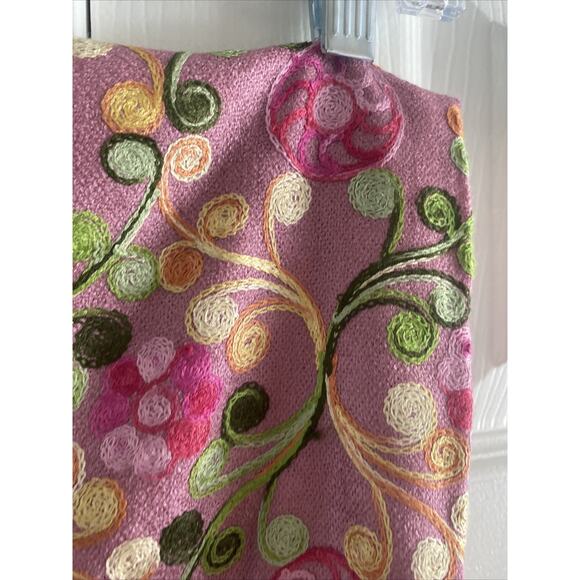 Pink Embroidered Scarf Feminine Fairy Cottage Boho‎ Pashmina - Picture 2 of 8